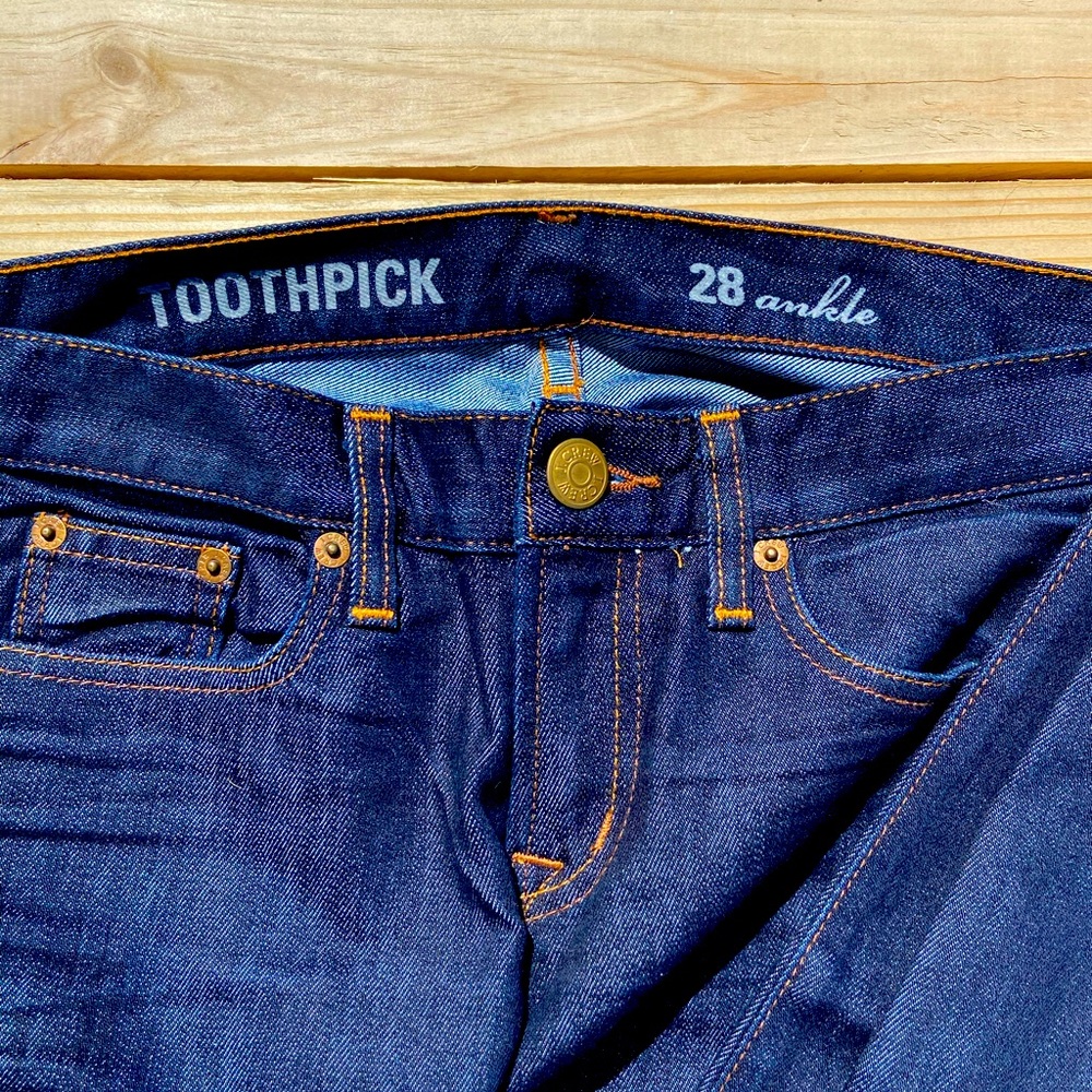 J. Crew toothpick ankle dark wash jeans